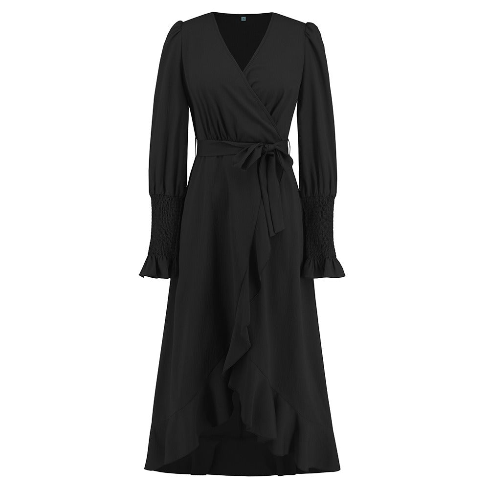 V-neck ruffled Elegant Dress