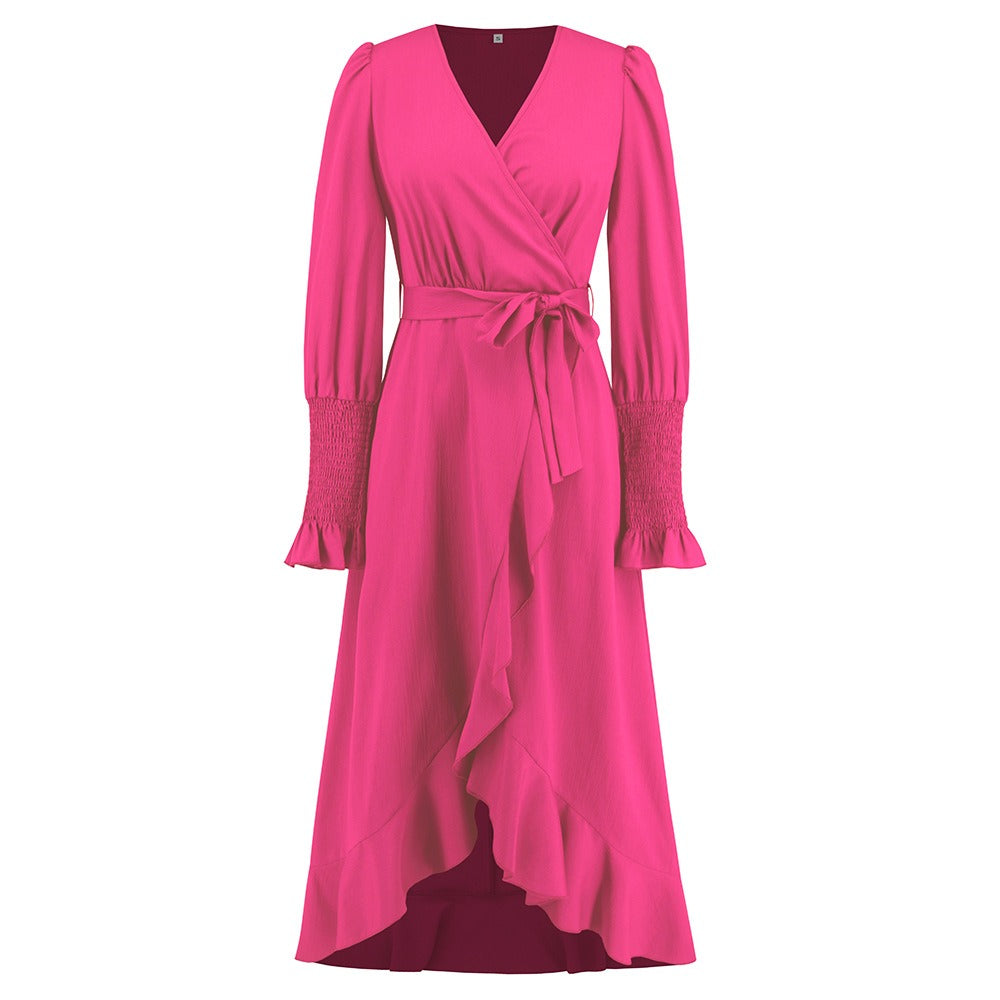 V-neck ruffled Elegant Dress