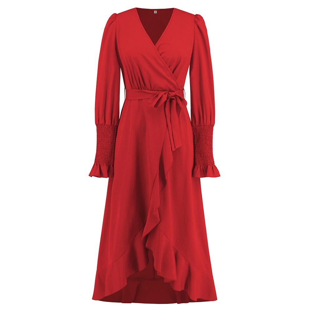 V-neck ruffled Elegant Dress
