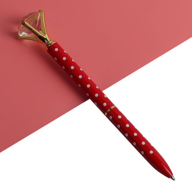 Kawaii Ballpoint Pen Big Gem Metal Ball Pen