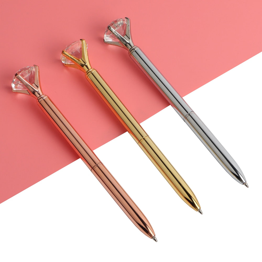Kawaii Ballpoint Pen Big Gem Metal Ball Pen