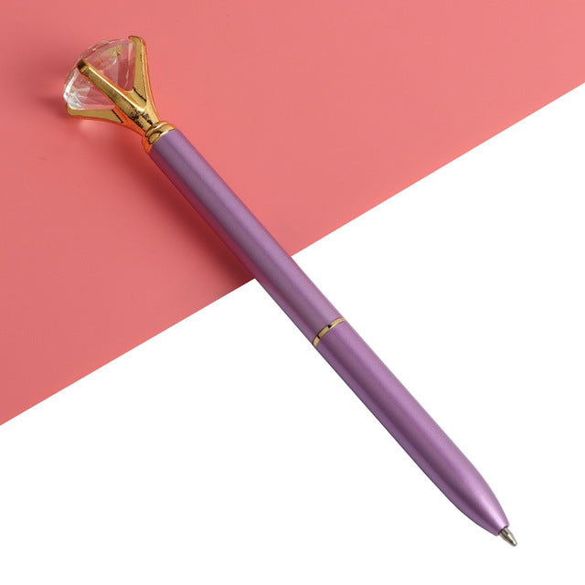 Kawaii Ballpoint Pen Big Gem Metal Ball Pen