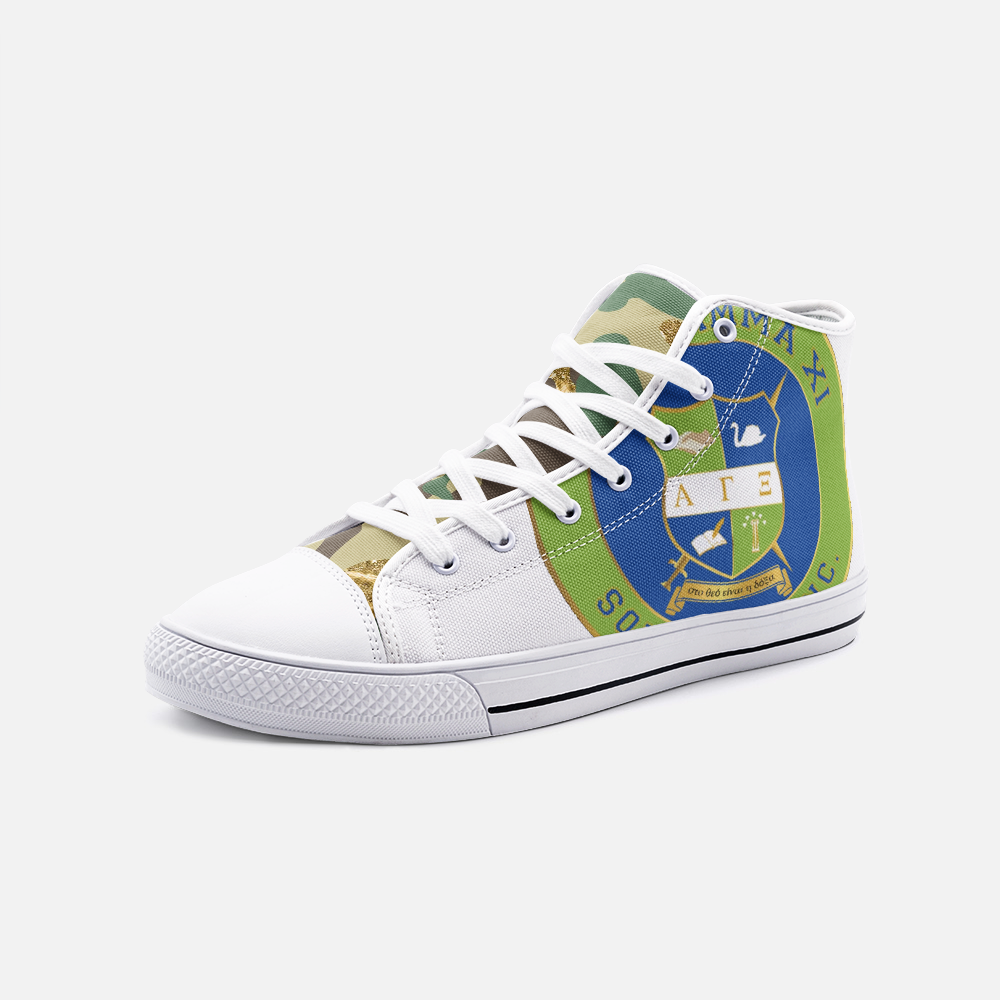 Alpha Gamma Xi Crest & Camo High Top Canvas Sneakers