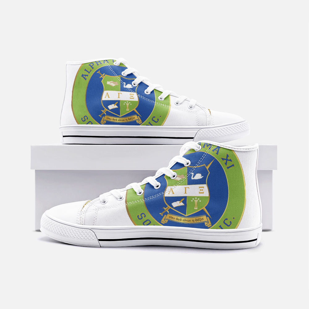 Alpha Gamma Xi Crest & Camo High Top Canvas Sneakers