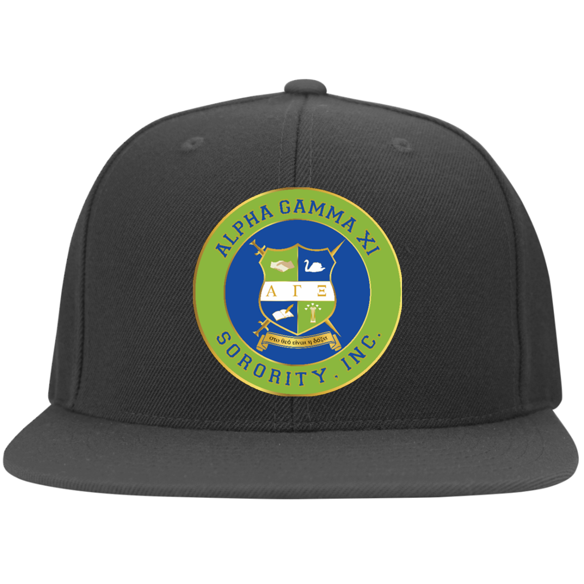 Alpha Gamma Xi Flat Bill Twill Flexfit Cap