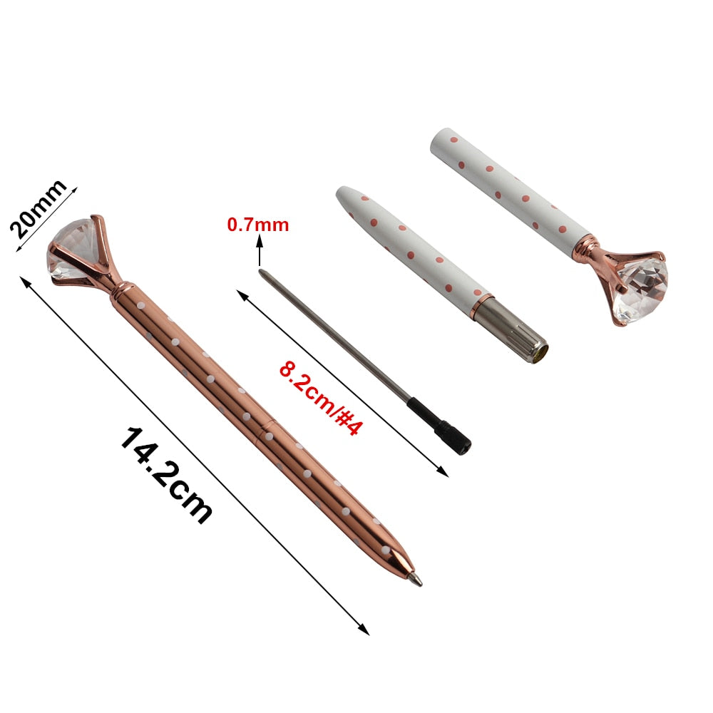 Kawaii Ballpoint Pen Big Gem Metal Ball Pen