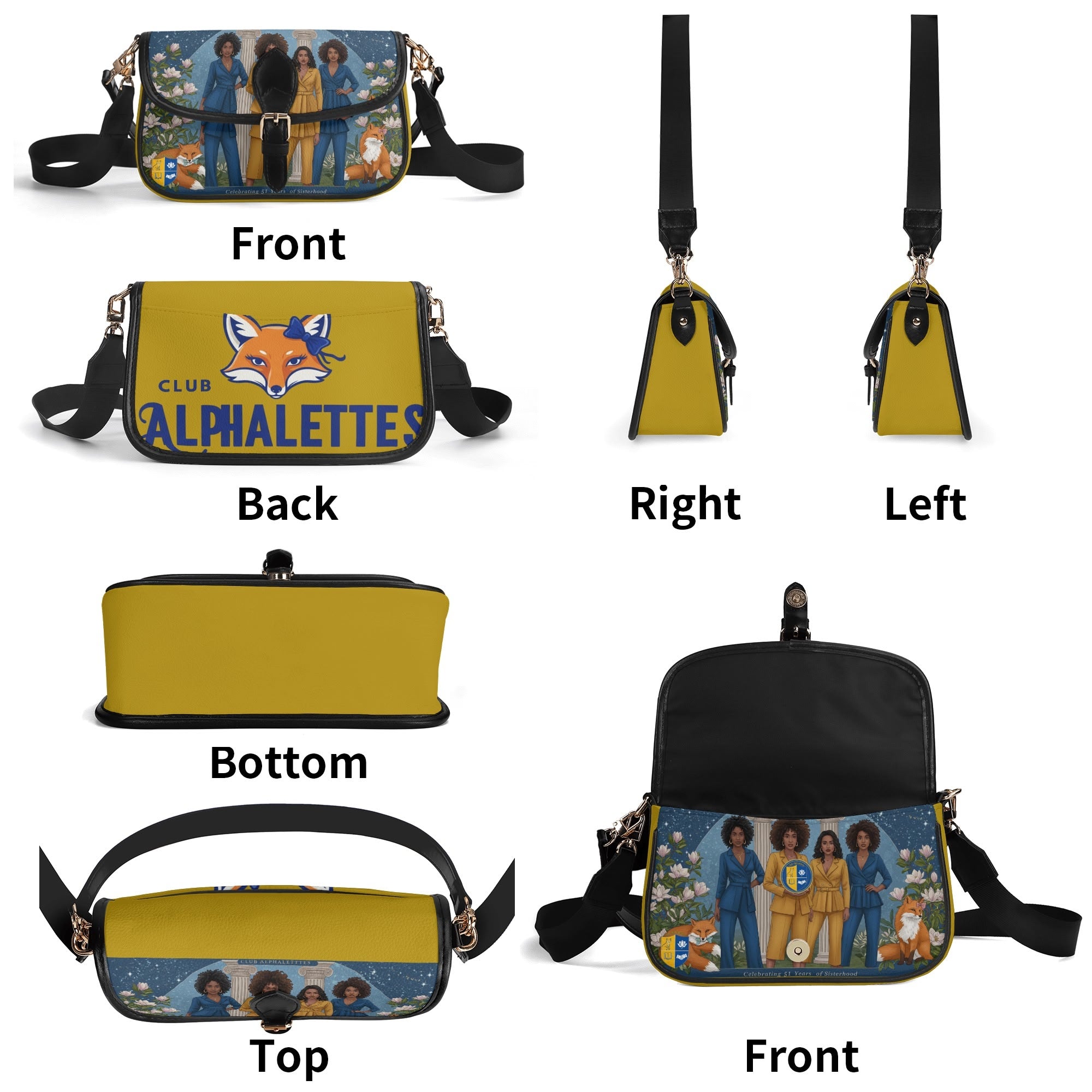 Club Alphalettes PU Chain Crossbody Bag