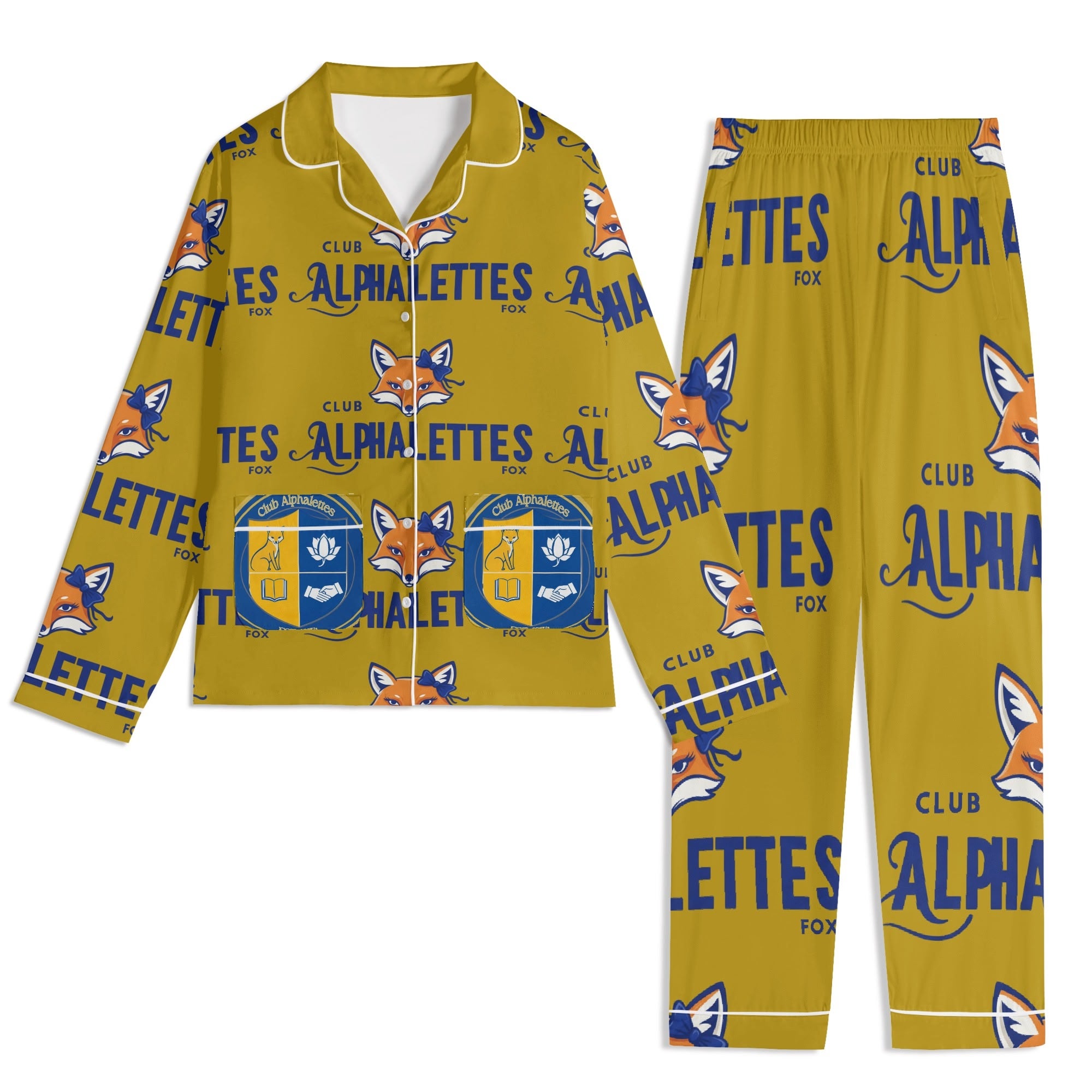 Club Alphalettes Long Sleeve Adult Nightwear Pajama Set