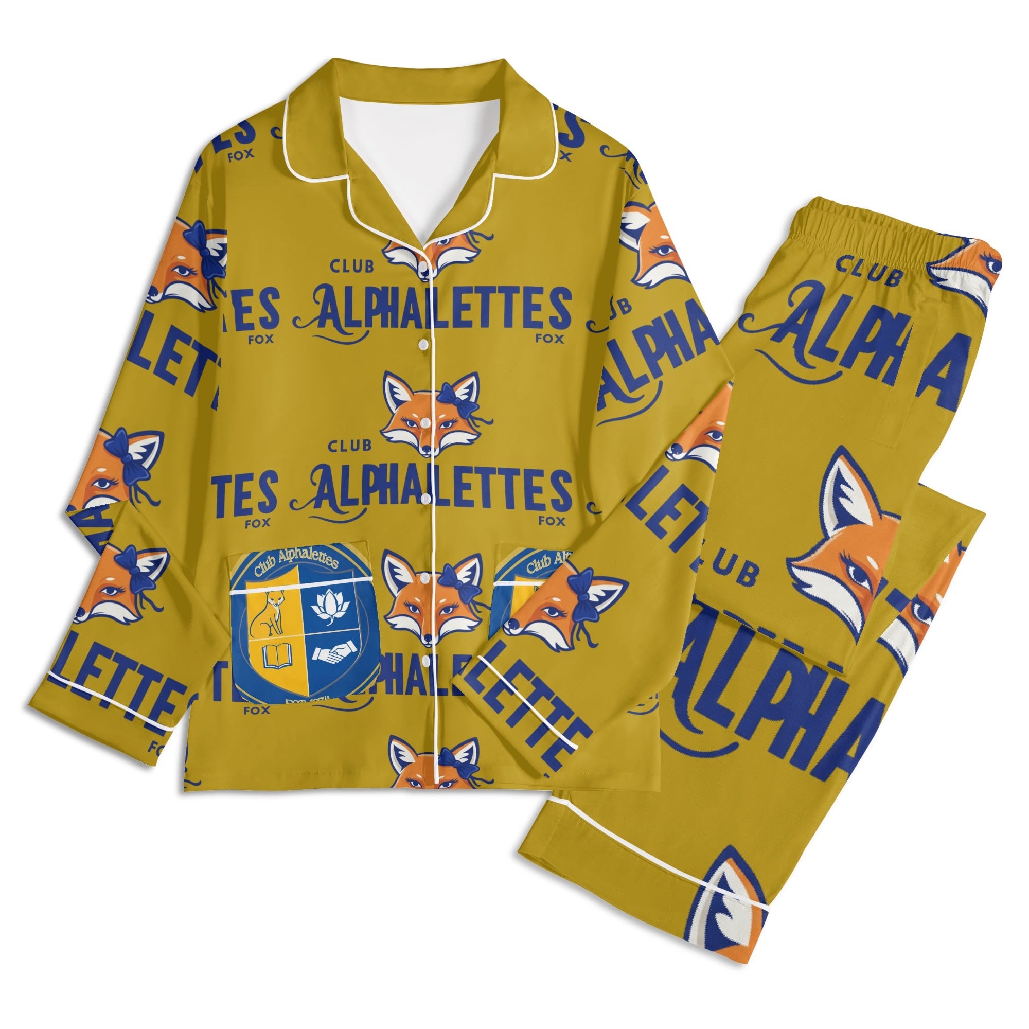 Club Alphalettes Long Sleeve Adult Nightwear Pajama Set