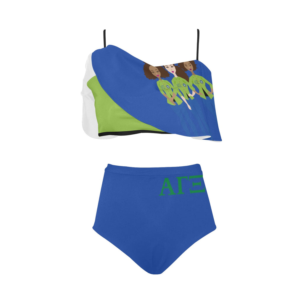 AGXi Swim High Waisted Ruffle Bikini Set