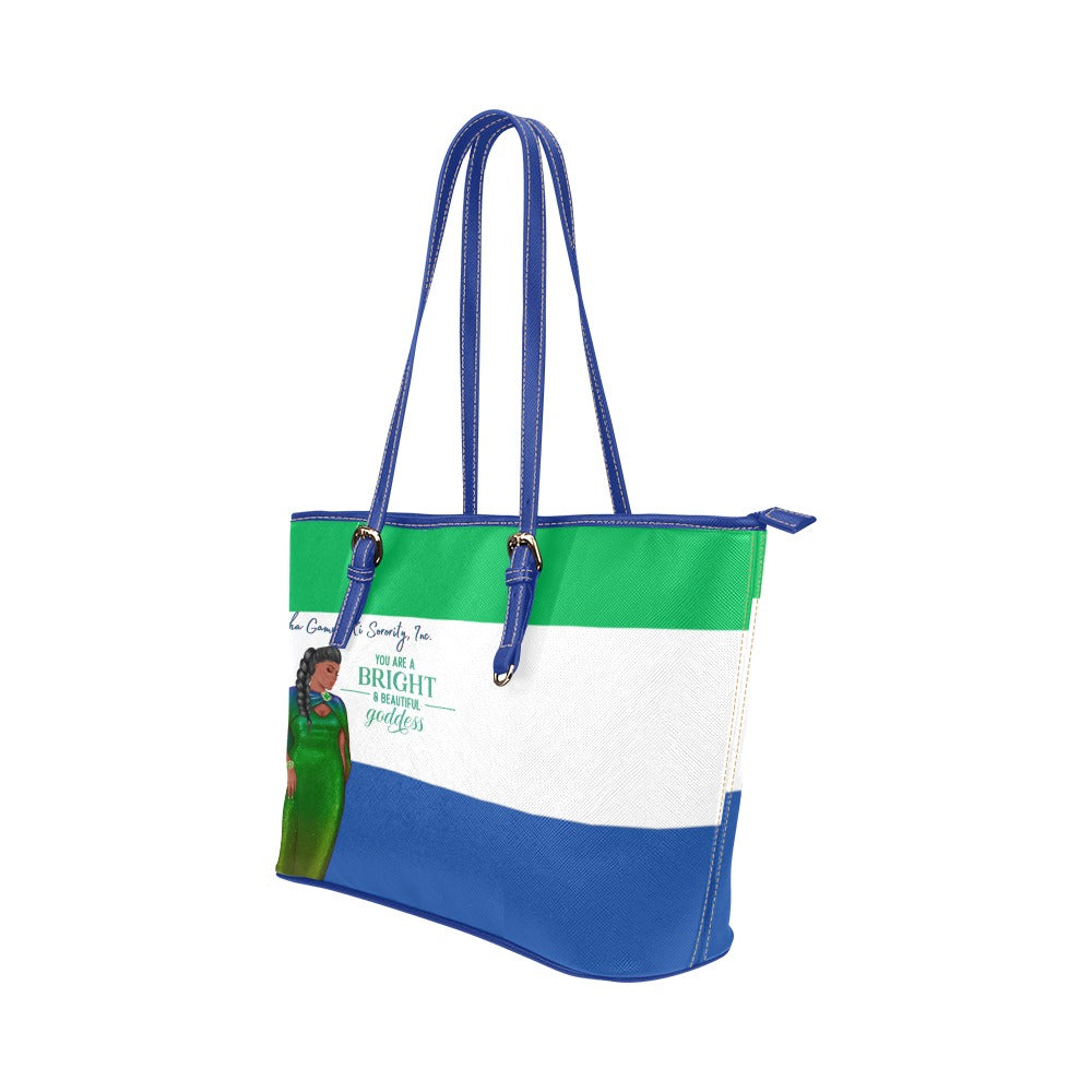 Bright & Beautiful Goddess Leather Tote Bag