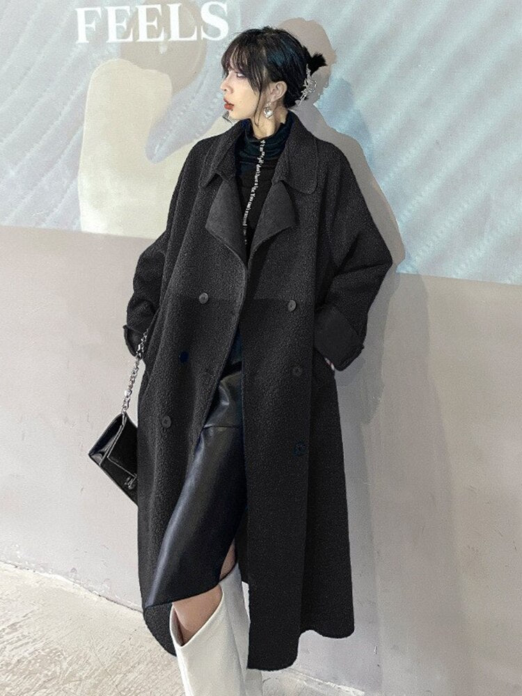 Loose Lambswool Long Thick Jacket