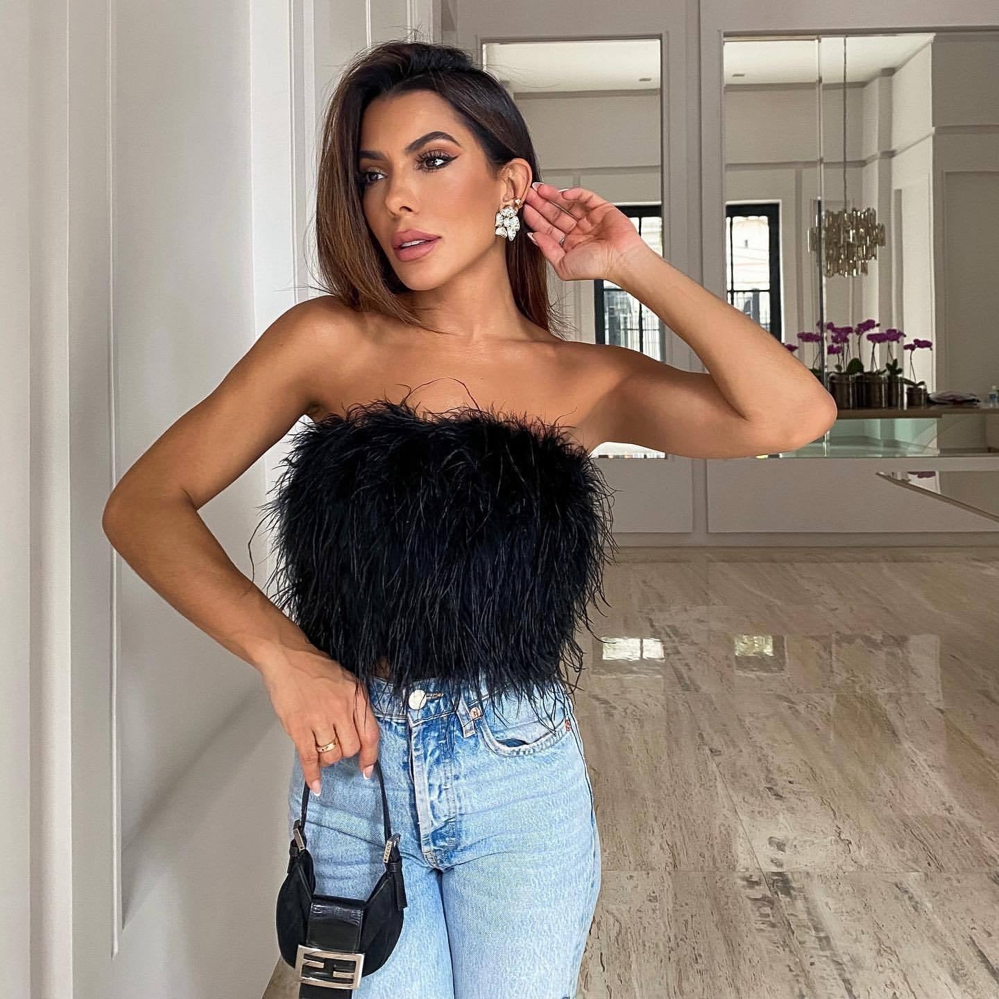 Fluffy Fur Tube Top
