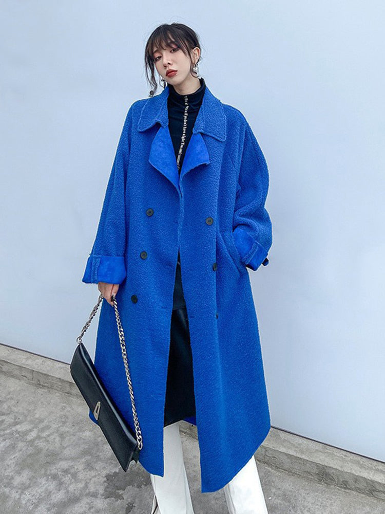 Loose Lambswool Long Thick Jacket