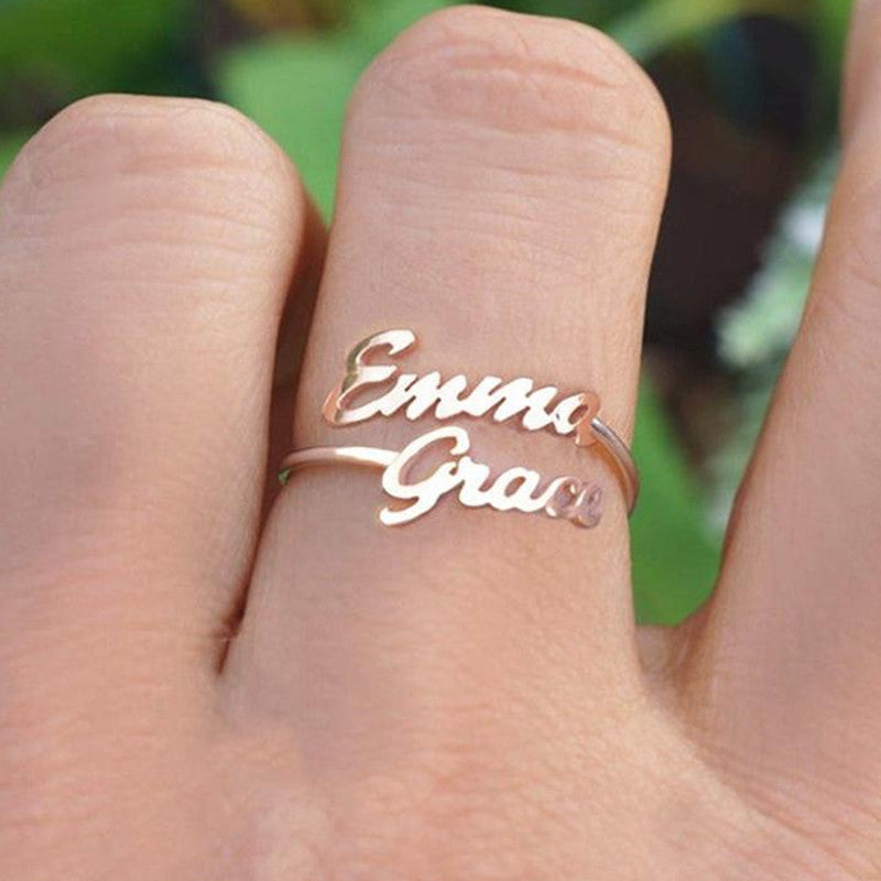 Stainless Steel Double Name Ring