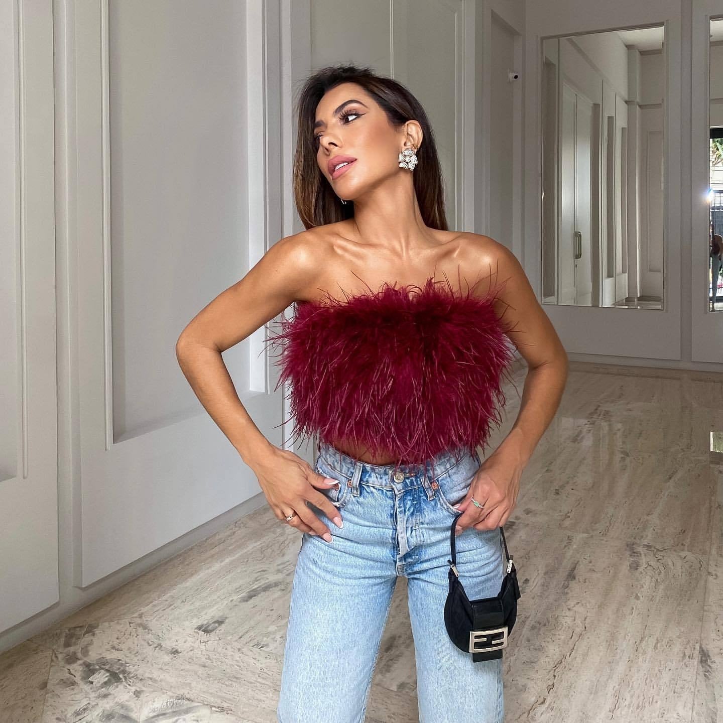Fluffy Fur Tube Top