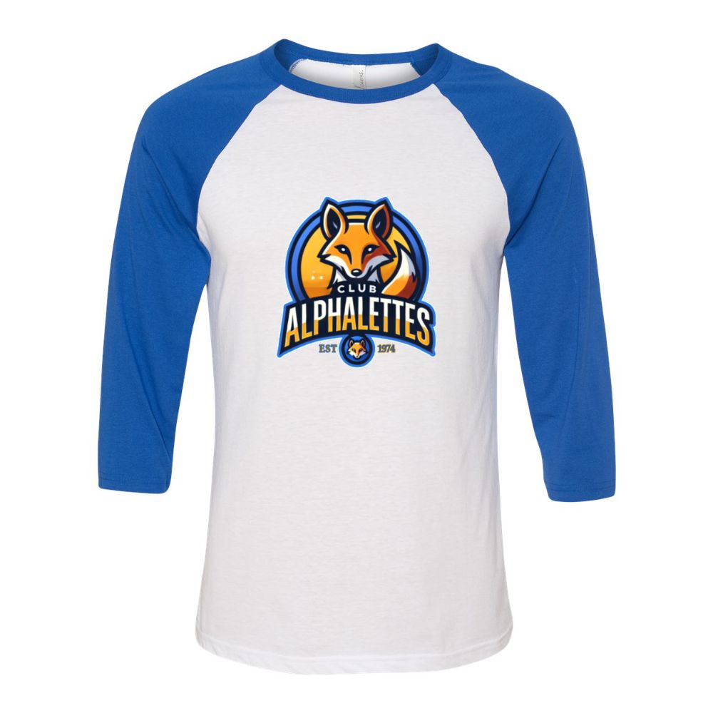 Club Alphalettes 3\4 Sleeve Baseball Tee