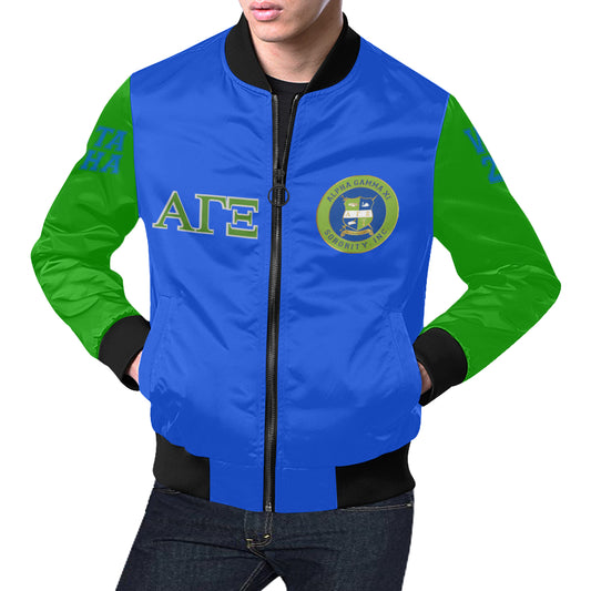 Alpha Gamma Xi Unisex Blue/Green Print Bomber Jacket