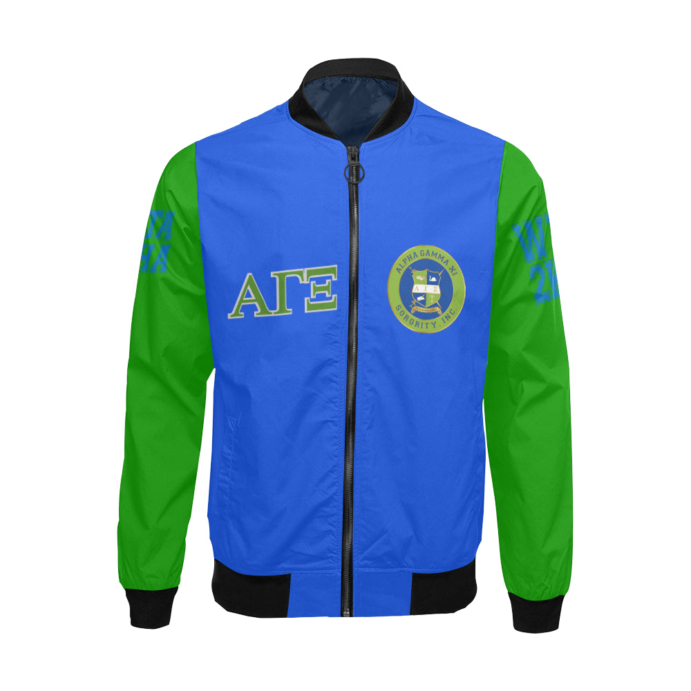 Alpha Gamma Xi Unisex Blue/Green Print Bomber Jacket