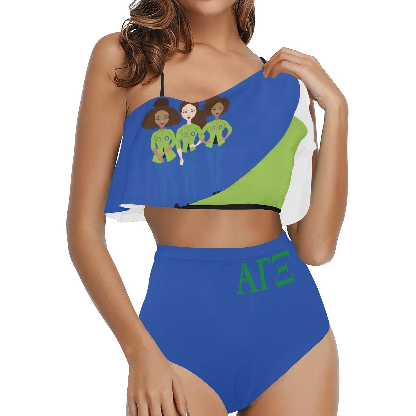 AGXi Swim High Waisted Ruffle Bikini Set