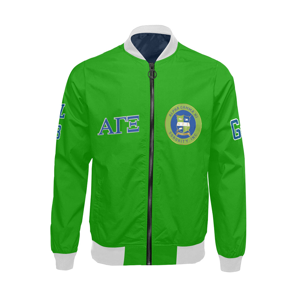 Alpha Gamma Xi All Green Bomber Jacket