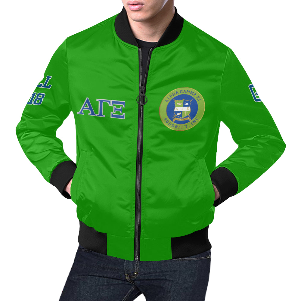 Alpha Gamma Xi All Green Bomber Jacket